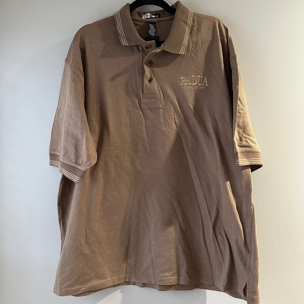 OnTour Polo‎ Shirt Mens XXL Brown Excellent Mercerized Cotton Padua Franciscan